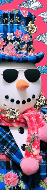 Free printable Christmas bookmarks of a cool styled snowman